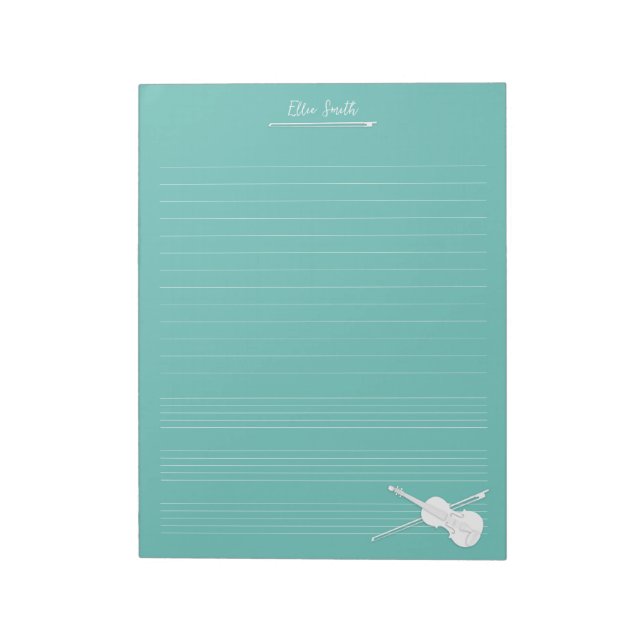 Bloco De Notas Violino Branco & Arco Personalizado Classe de Músi (Invertido)
