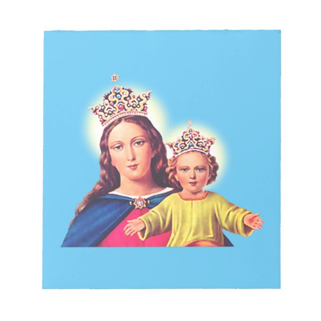 Bloco De Notas Virgem Maria rainha com Jesus (Frente)
