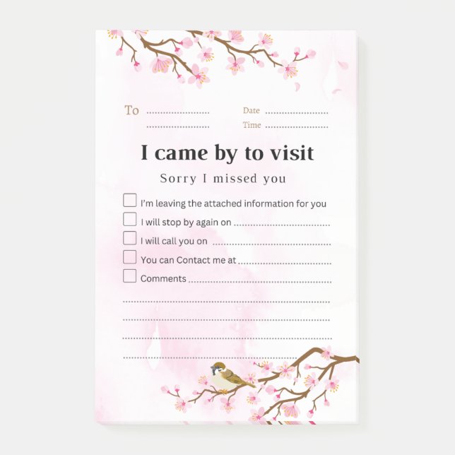 Bloco De Notas Visita de Retorno - Posto-it Nota 001 (Frente)