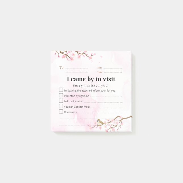 Bloco De Notas Visita de Retorno - Posto-it Nota 01 (Frente)