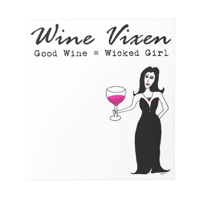 Bloco De Notas Vixen "Bom vinho = Menina Molhada" (Frente)