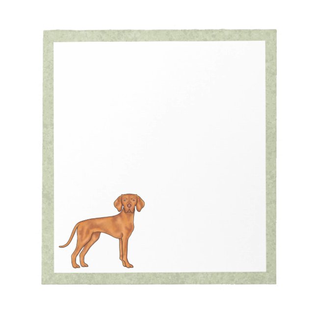 Bloco De Notas Vizsla Húngara Pointer Dog Cute Cartoon Dog (Frente)