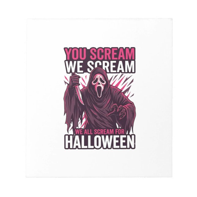 Bloco De Notas Você Grita Nós Fantasma de Halloween Faca Sangrent (Frente)