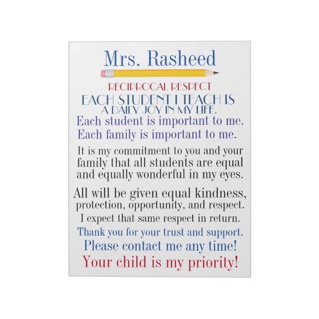 Bloco De Notas Voltar ao Compromisso Escolar com os Pais (Invertido)