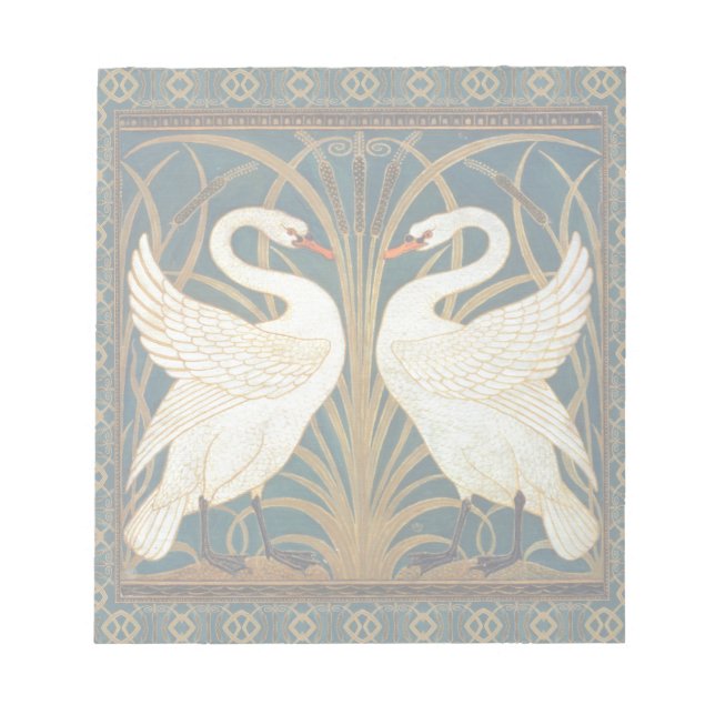 Bloco De Notas Walter Crane Swan, Rush E Iris Art Nouveau (Frente)