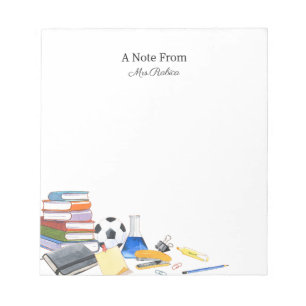 Bloco De Notas Watercolor Back to School Teacher