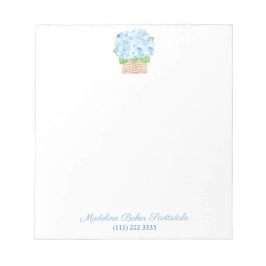 Bloco De Notas Watercolor Costal Blue Hydrangea Elegante Lady
