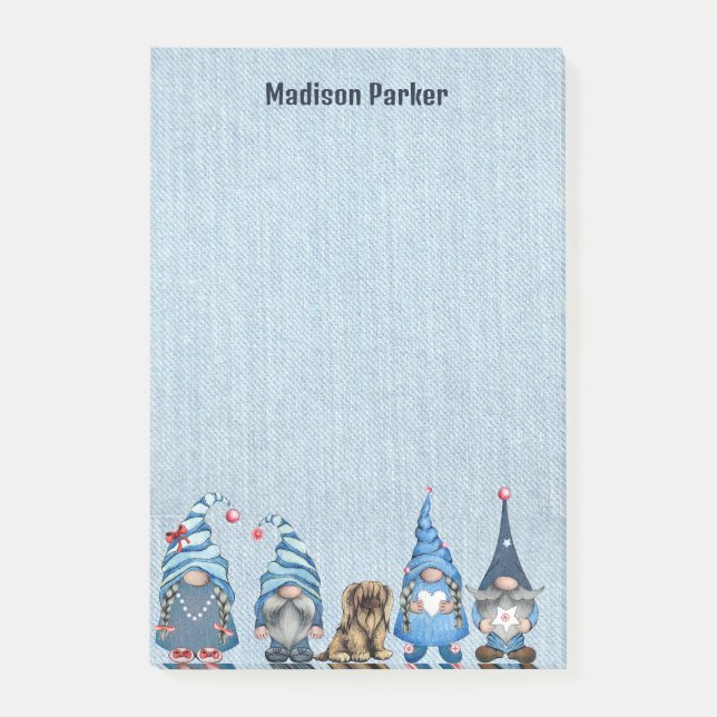 Bloco De Notas Watercolor Denim Gnomos (Frente)