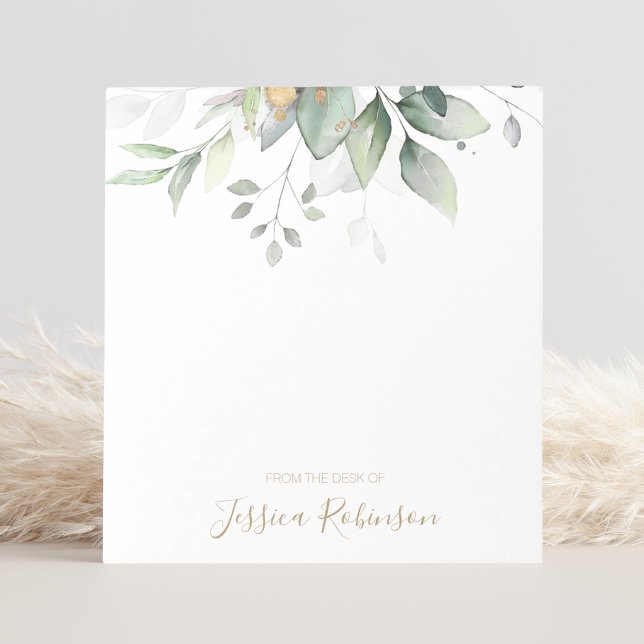 Bloco De Notas Watercolor Eucalyptus Greenery Personalizado (Criador carregado)