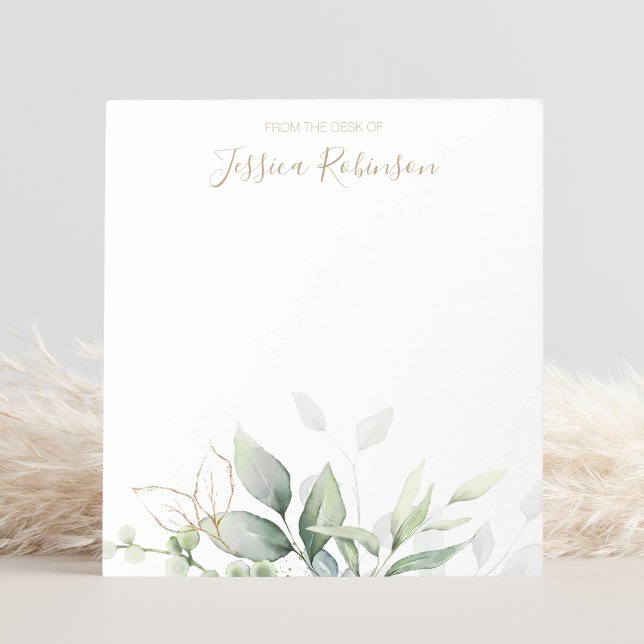 Bloco De Notas Watercolor Eucalyptus Greenery Personalizado (Criador carregado)