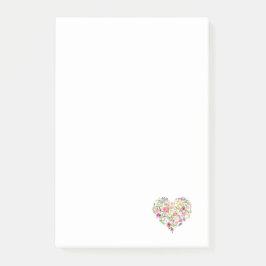 Bloco De Notas Watercolor Floral Heart Sweet Her Happy