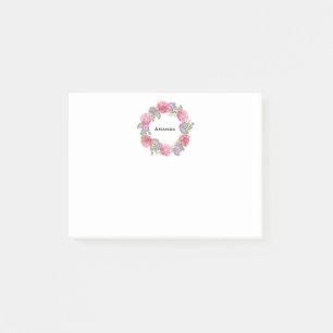 Bloco De Notas Watercolor Floral Wreath Personalizado