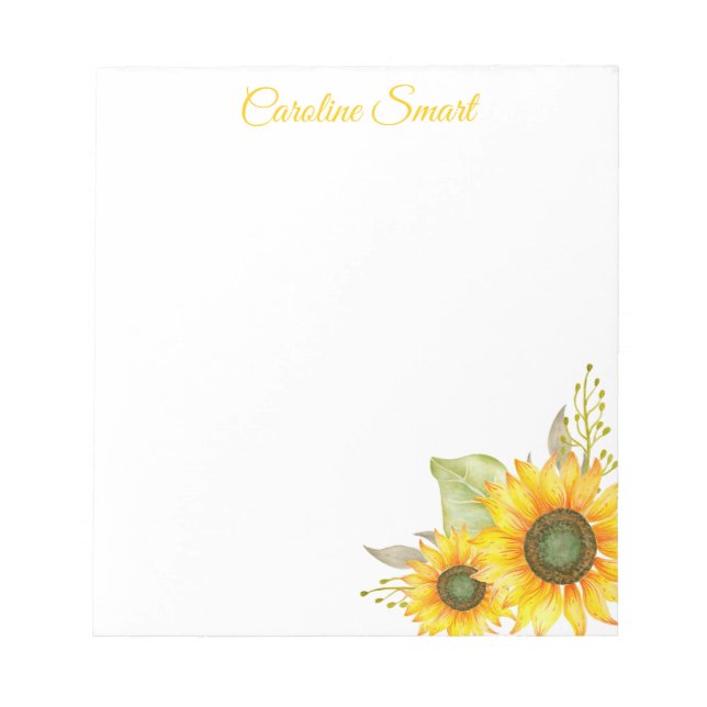 Bloco De Notas Watercolor Flores do Sol Papel Personalizado (Frente)