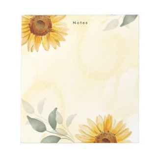 Bloco De Notas Watercolor Girassóis e Eucalyptus Personalizados