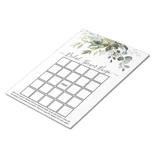 Bloco De Notas Watercolor Greenery Chá de panela Bingo (Inclinado)