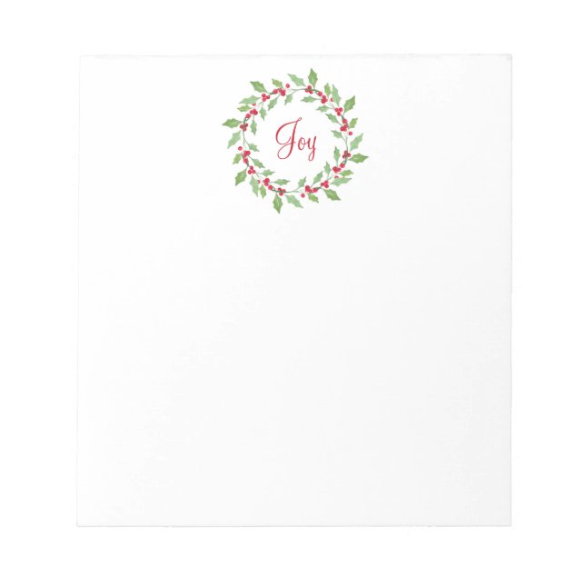 Bloco De Notas Watercolor Holly Wreath (Frente)