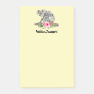 Bloco De Notas Watercolor Koala Bears Bonita Mãe e Bebê