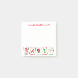 Bloco De Notas Watercolor Mahjong Red & Green Christmas Tiles
