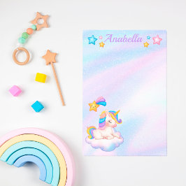 Bloco De Notas Watercolor Pastel Stars e Baby Unicorn