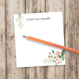 Bloco De Notas Watercolor Peach Floral Personalized