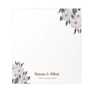 Bloco De Notas Watercolor Pink Roses Ballerina Floral Art Wedding