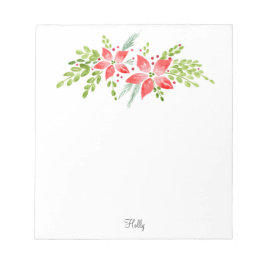 Bloco De Notas Watercolor Poinsettia Centerole