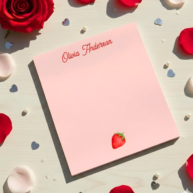 Bloco De Notas Watercolor Red Strawberry Valentines Day Custom (Criador carregado)