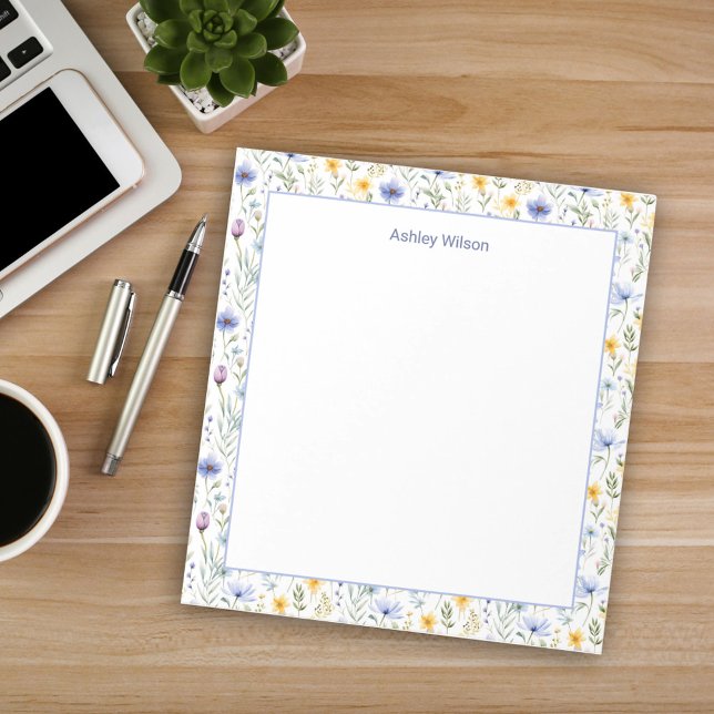 Bloco De Notas Watercolor Wildflower Borders Notepad (Criador carregado)