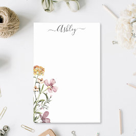 Bloco De Notas Watercolor Wildflower Buquê #1 Nome Personalizado