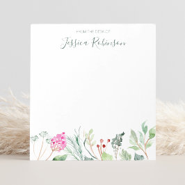 Bloco De Notas Watercolor Willowers Nome Personalizado Floral