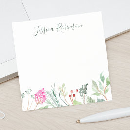 Bloco De Notas Watercolor Willowers Nome Personalizado Floral