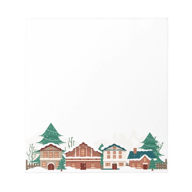 Bloco De Notas Watercolor Winter City Houses (Frente)