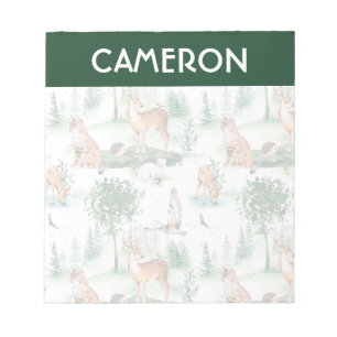 Bloco De Notas Watercolor Woodland Baby Animal Patterno