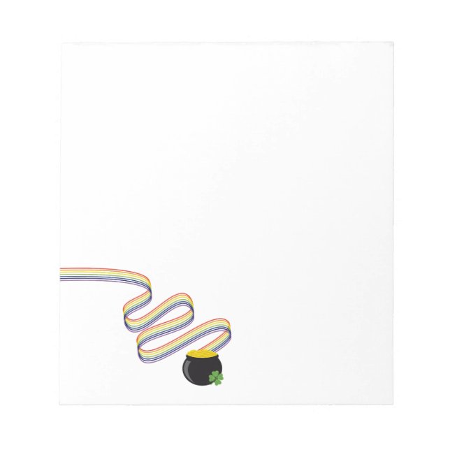 Bloco De Notas Wavy Rainbow Stripes Leading to Pot of Gold (Frente)