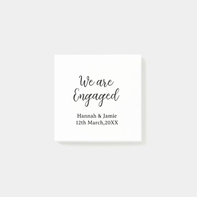 Bloco De Notas We are Engaged couple name date calligraphystylish (Frente)
