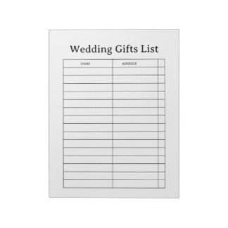 Bloco De Notas Wedding Gift List Notepad