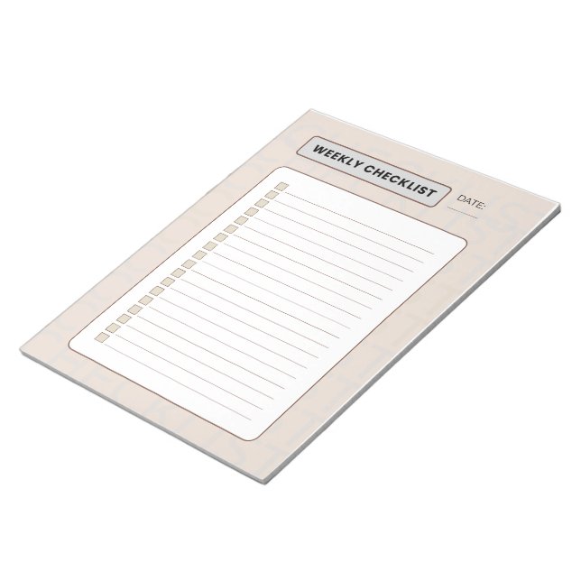 Bloco De Notas Weekly Checklist Planner (Inclinado)