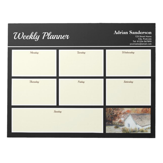 Bloco De Notas Weekly Planner Buttermere Village Inglaterra Autum (Frente)