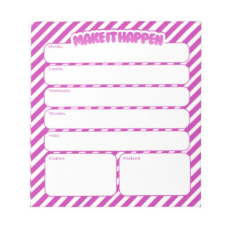 Bloco De Notas Weekly Planner Notepad - Pink Striped