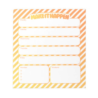 Bloco De Notas Weekly Planner Notepad - Yellow Striped