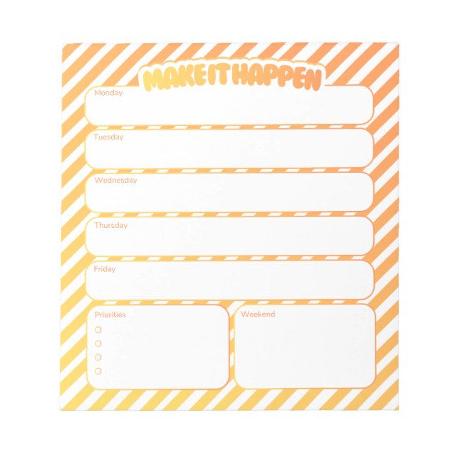 Bloco De Notas Weekly Planner Notepad - Yellow Striped (Frente)