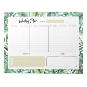 Bloco De Notas Weekly Planner - Tropical Leaves