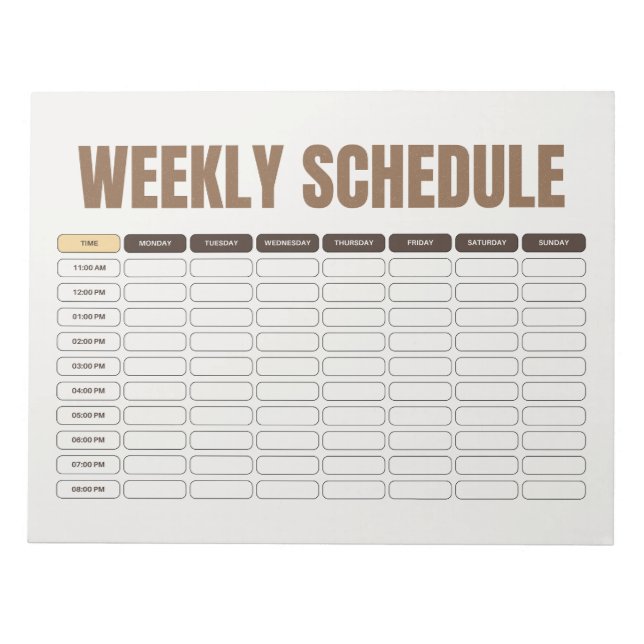 Bloco De Notas Weekly Schedule Planner Minimal Beige Grid (Frente)