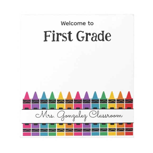 Bloco De Notas Welcome Back to School Rainbow Crayon  (Frente)