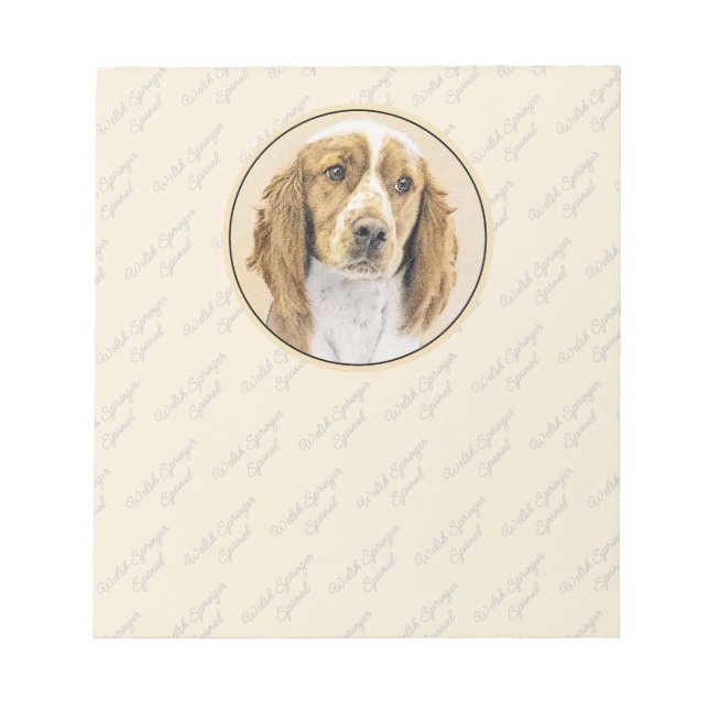 Bloco De Notas Welsh Springer Spaniel Painting - Arte Original De (Frente)