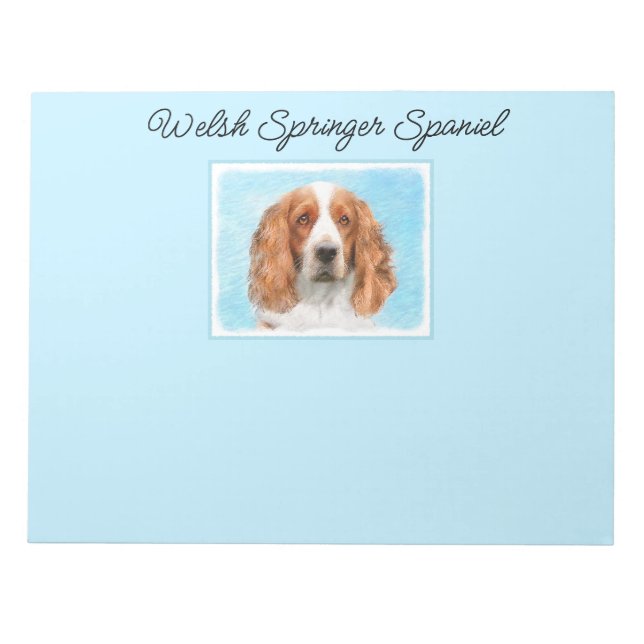 Bloco De Notas Welsh Springer Spaniel Painting - Arte Original De (Frente)