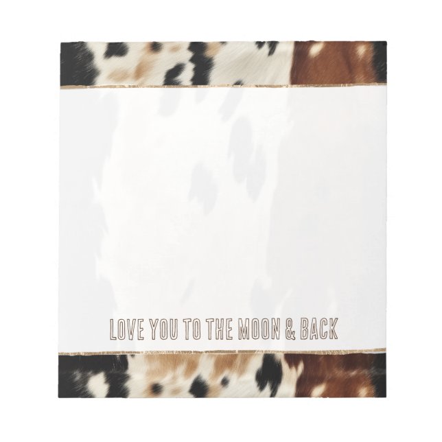 Bloco De Notas Western Brown Cream Cowhide (Frente)