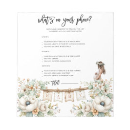 Bloco De Notas Whats on your phone? Baby Shower Game