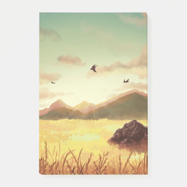 Bloco De Notas Wheat fields at sunrise (Frente)