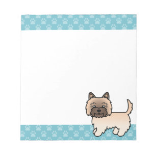 Bloco De Notas Wheaten Cairn Terrier Cartoon Dog & Blue Borders